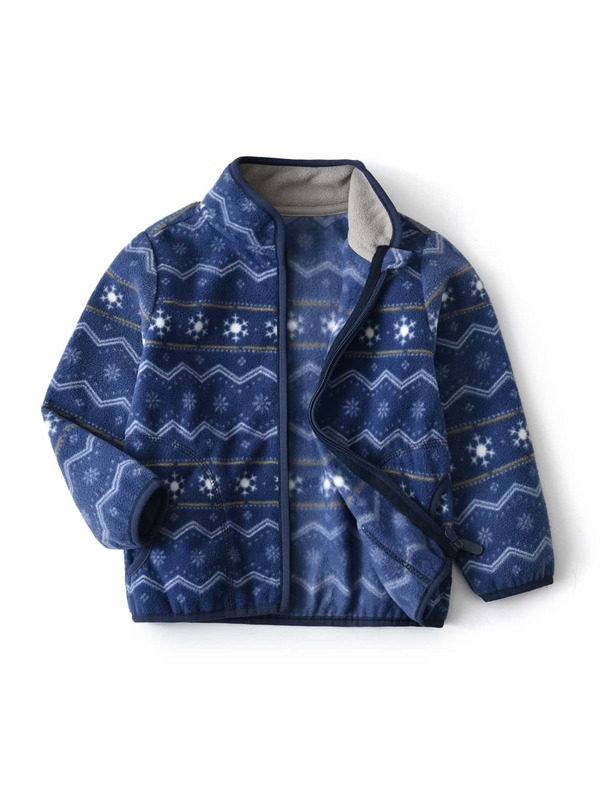 

Toddler Boys Geo Print Zip Up Fleece Jacket SHE, Navy blue
