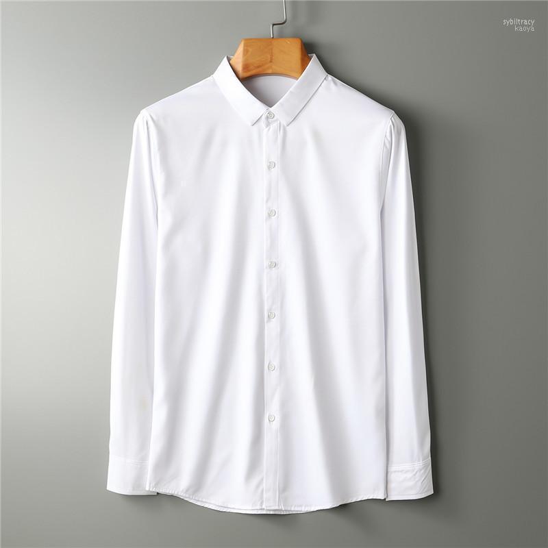 

Spring Long Sleeve Casual Business Boys Slim Fit Silk Shirt Thin Social Men White Male Korean Formal Oversized Top Men's Shirts Sybi22, Black