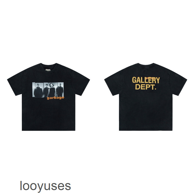 

Mens t Shirt Galleryes Tshirt Depts Gary Washed Vintage Portrait Oversize Print Short Sleeve Hip Hop Men' Women' Casual T-shirt, Wash water black