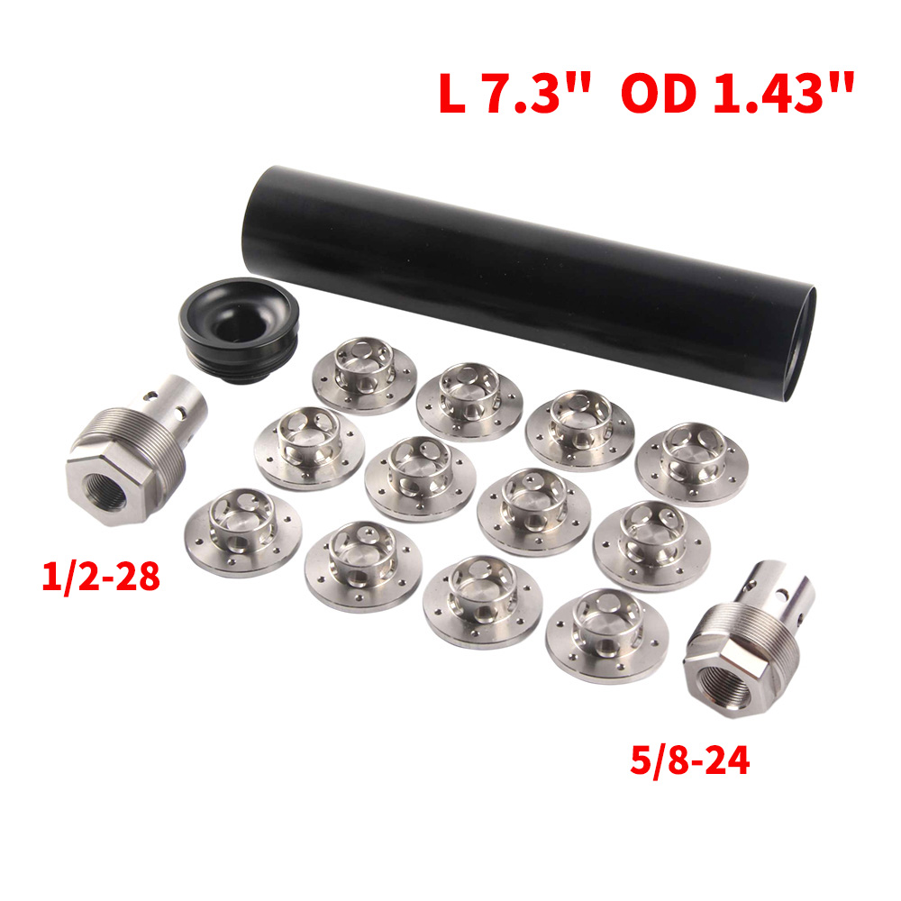 

7.3''L 1.43''OD Aluminium tube 1/2x28 5/8x24 Modular Solvent Trap device kit compatable with 1-3/16x24 Booster Fuel Filter