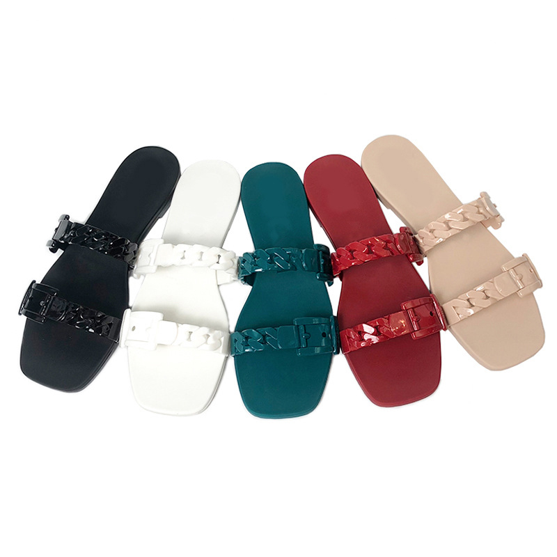 

Fashion G CCI Stylish double strap buckle slippers women's Jelly sandals beach mules Designer Summer shoes fashion Plastic chain slides flats flop flops Italy Brand, Fill postage