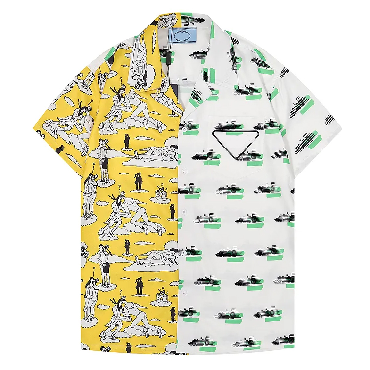 

Luxurious Men's Plus Tees & Polos Triangle Print Badge Logo Patchwork Short Sleeve Shirt -XXXL, Supplement (not shipped separately)