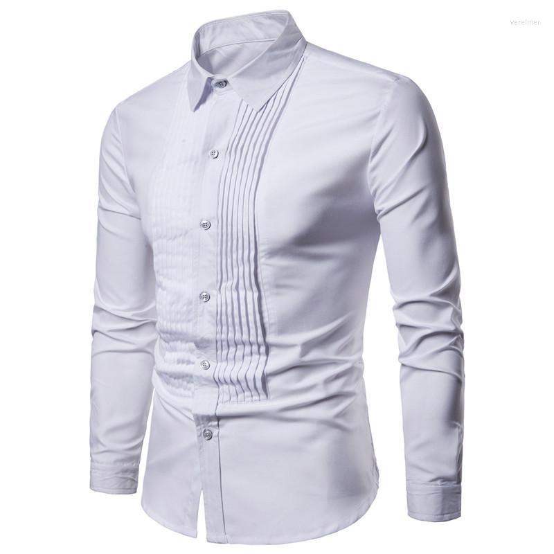 

Men's Dress Shirts Designer Wedding For Men Long Sleeve Fashion Social Club Party Black White Camisa MasculinaMen's Vere22