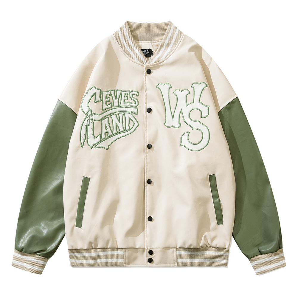 

Autumn Winter Jacket Men Embroidered Letters Coats PU Hip Hop Jackets