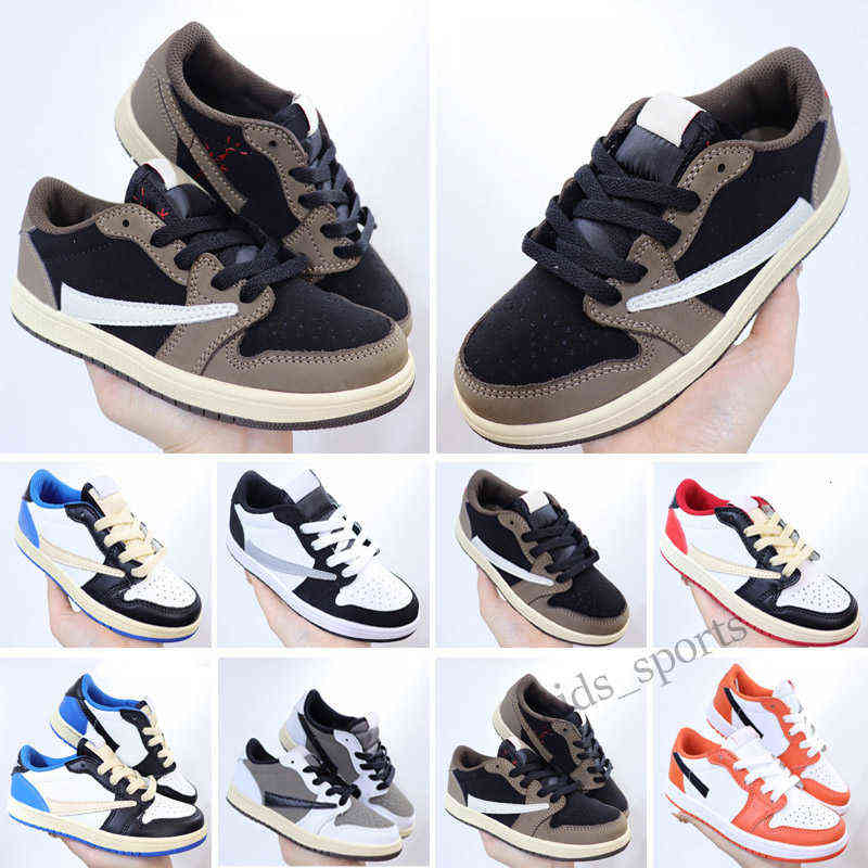 

Top 1 1s Low Kids Basketball Shoes Boys Girls Trainers Fragment Starfish Reverse Mocha Multi-Color Outdoor Children Sneakers Size 28-35, Color 1
