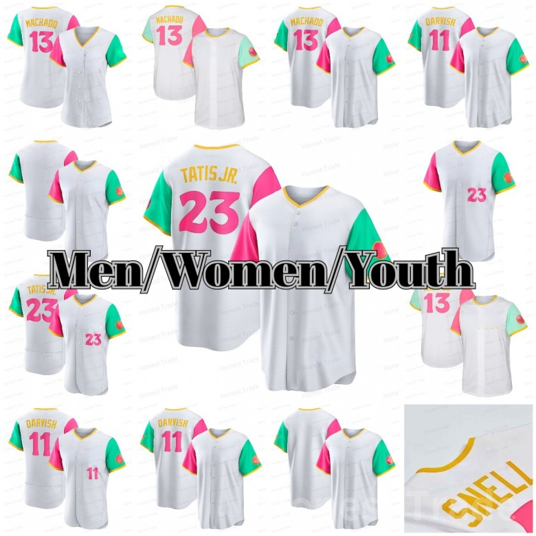 

Custom Connect Fernando Tatis Jr. Manny Machado 11 Yu Darvish Ha-Seong Kim Luke Voit Wil Myers Nomar Mazara Men Women Kids Baseball Jersey 2022 New, Women size=s-xxl