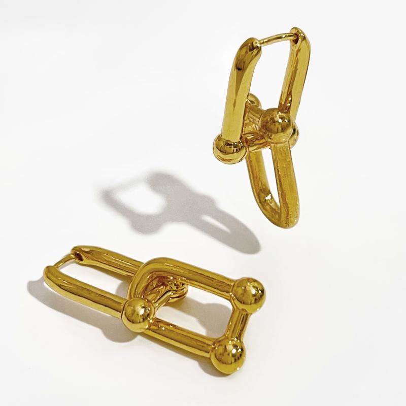 

Dangle & Chandelier Peri'sBox Thick Link Geometric Earrings Brass Gold Color Drop For Women Chic Stylish Celebrity JewelryDangle DangleD
