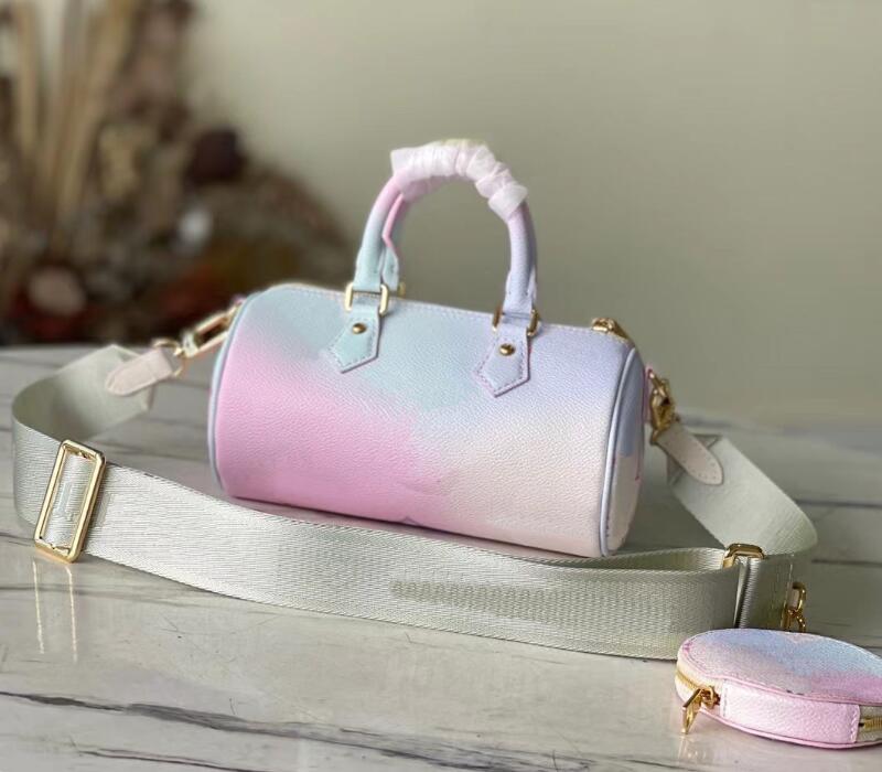 

Realfine Bags 5A M46078 20cm Papillon BB Sunset Pastel Momogran coated canvas Shoulder Handbags Purses For Women with Dust bag Box, Lambskin quilted_13