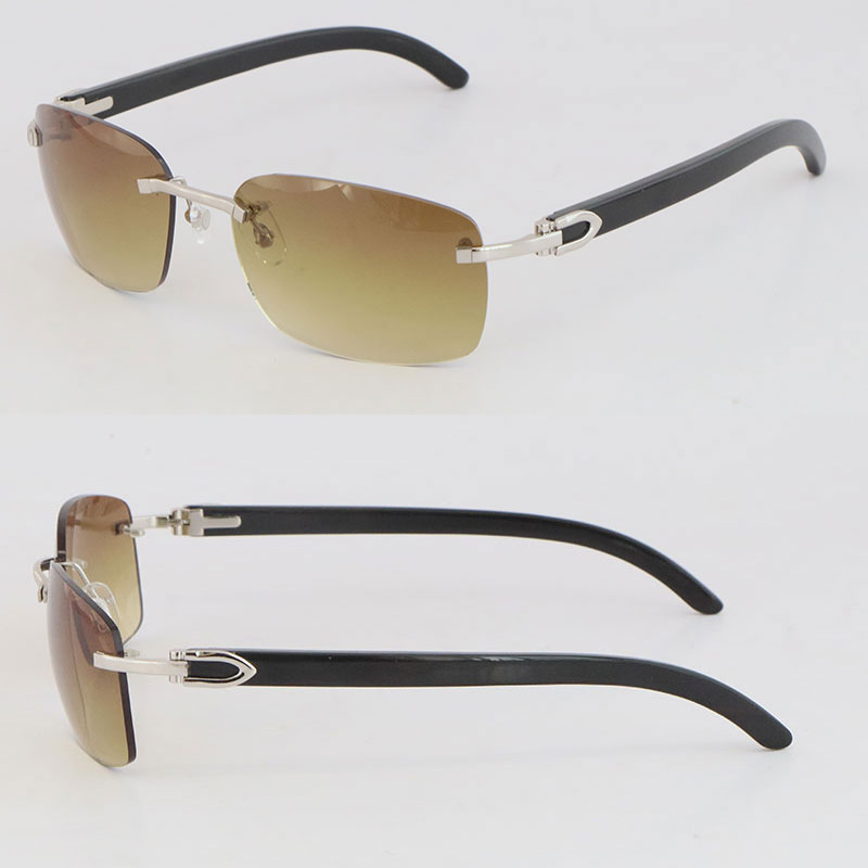 

New Rimless Sunglasses T8200479 Rimless Black Buffalo Horn Sun glasses for Unisex Eyeglasses Driving Fashion Accessories C Decoration 18K gold Frame