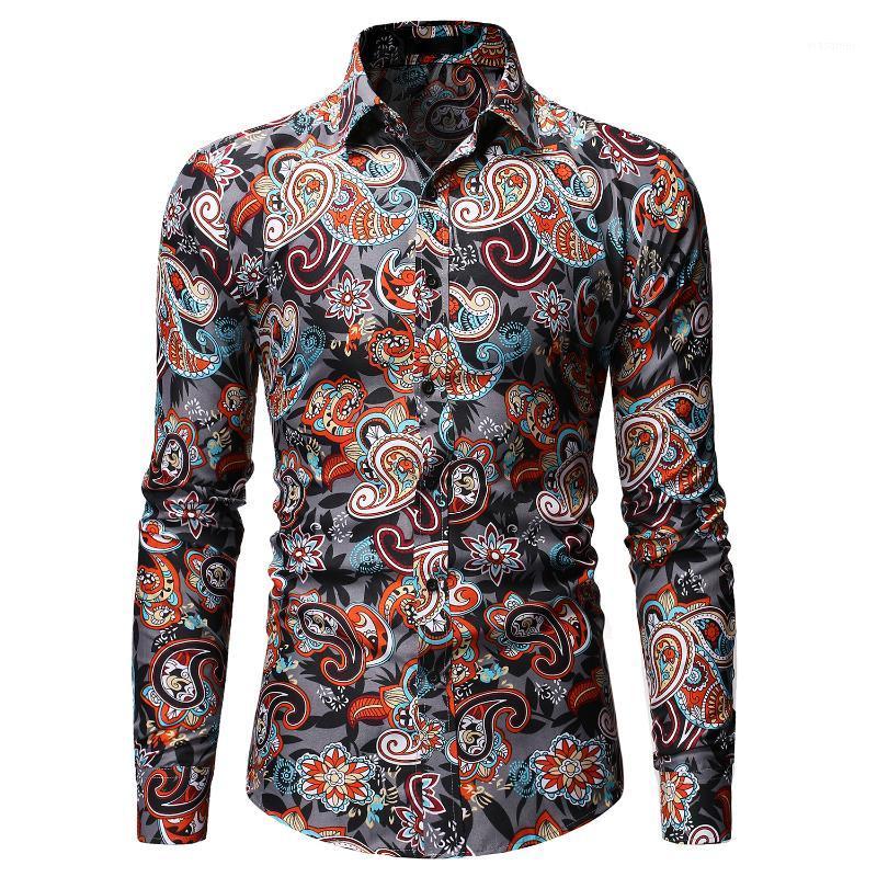 

Long Sleeve Shirts For Men Slim Fit Printed Floral Good Quality Formal Wear Casual Fashion Spring Men's, 85
