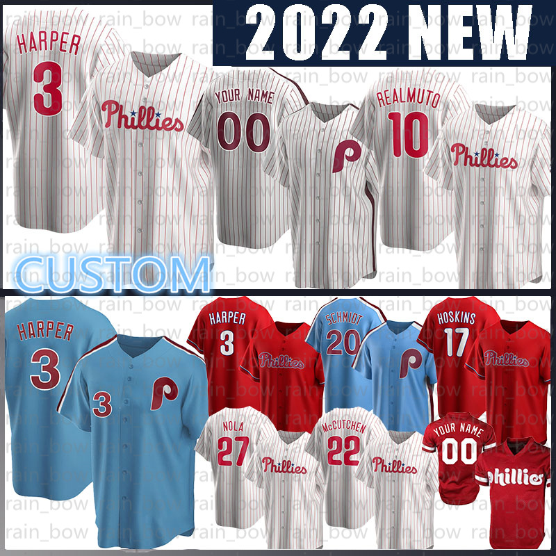 

Philadelphia Baseball Jersey Phillies 3 Bryce 10 J.T. Realmuto Harper Rhys Hoskins Lenny Mike Schmidt Dykstra Aaron Nola Didi Gregorius Rafael Marchan Alec Bohm, Mens(size:m-3xl)feichengren