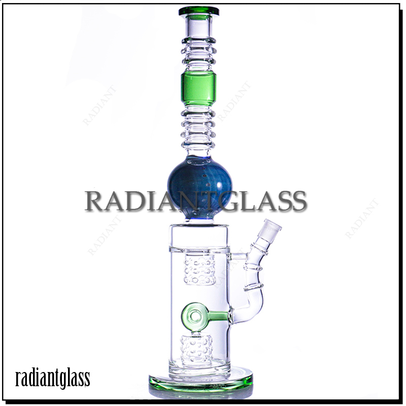

17.8'' tall huge Bongs Hookahs spherical ball work dual swiss donut perc bong