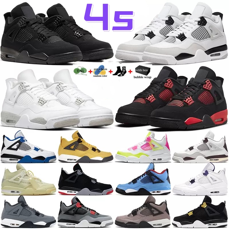 

Men Women Jumpman 4 Basketball Shoes Top Black Cat 4s Sneakers Cactus Jack White Oreo University Blue Sneaker Military Black Breathable Designer Trainers, C24 university blue 36-47