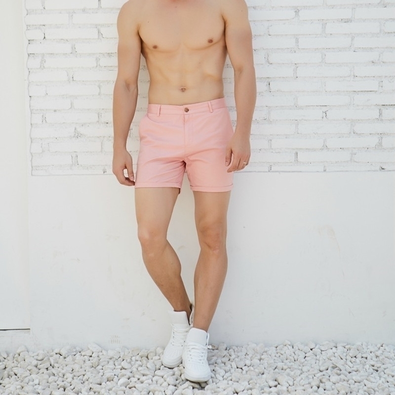 

Man summer shorts pink green fashion England style 220608, White