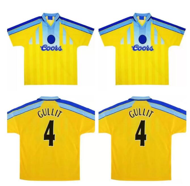 

Retro 1996 1997 soccer jerseys away yellow vintage football shirts classic 96 97 GULLIT ZOLA VIALLI LEBOEUF BURLEY Camiseta de futbol, Cup font 96/97