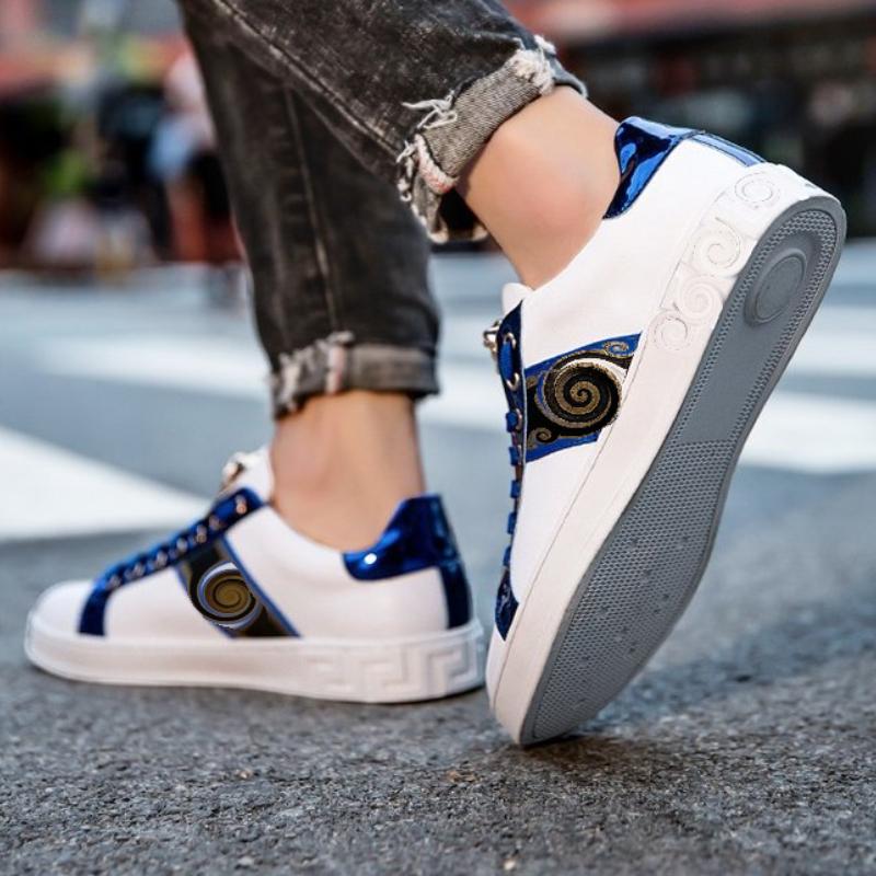 

Men Shoes Formal Casual Printed PU Leather Lace Up Flat Bottom Comfortable Classic British Style Trendy Hairdresser Suitable for Wearing HM243-3, Red