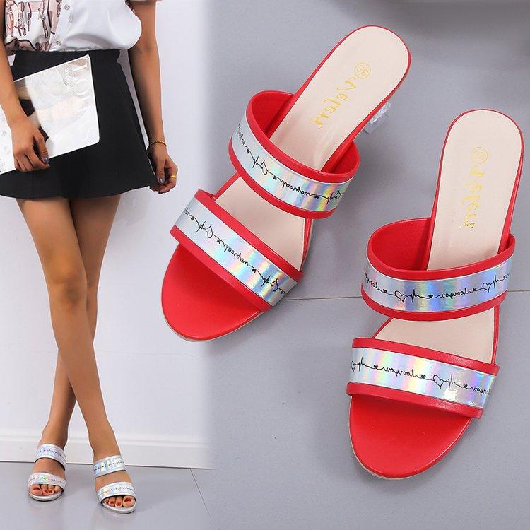 

Dress Shoes Fashion Transparent Heels Slippers Women 2022 Summer Square Toe Clear High Sandals Mujer Crystal Ladies Shoe, Silver
