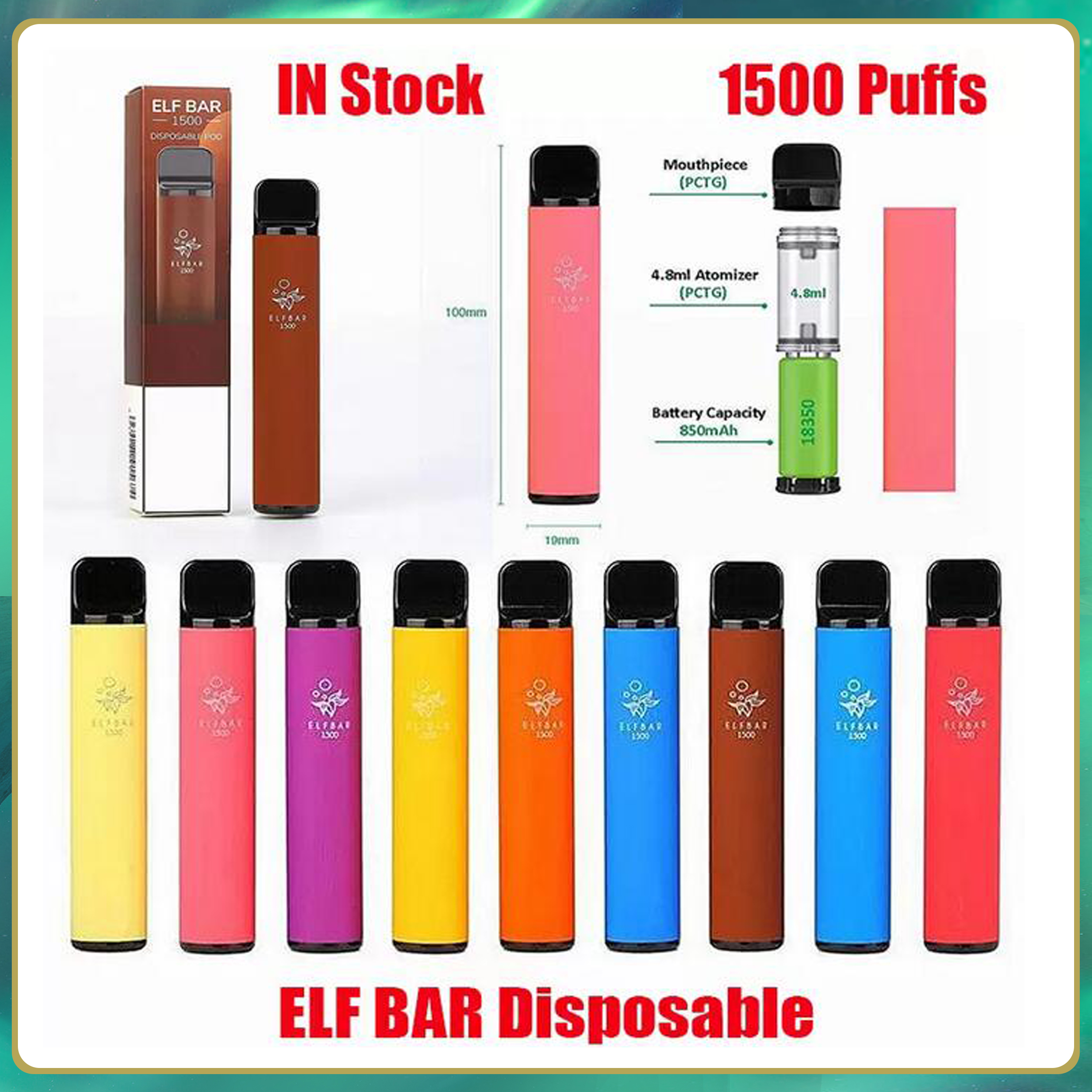 

ELF Bar Lux 1500 Puffs E Cigarette Disposable Pod Device 1500Puffs 850mAh Battey 4.8ml Pods Cartridge Vapes Kit disposables 16 Colors Vs Air Esco bar Bang Bc 5000