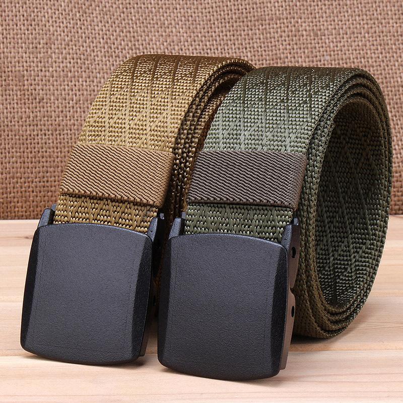 

Belts Men And Women Canvas Nylon Belt Fashion Automatic Buckle Outdoor Tactical Military Male Strap Waist BeltsBelts, Black