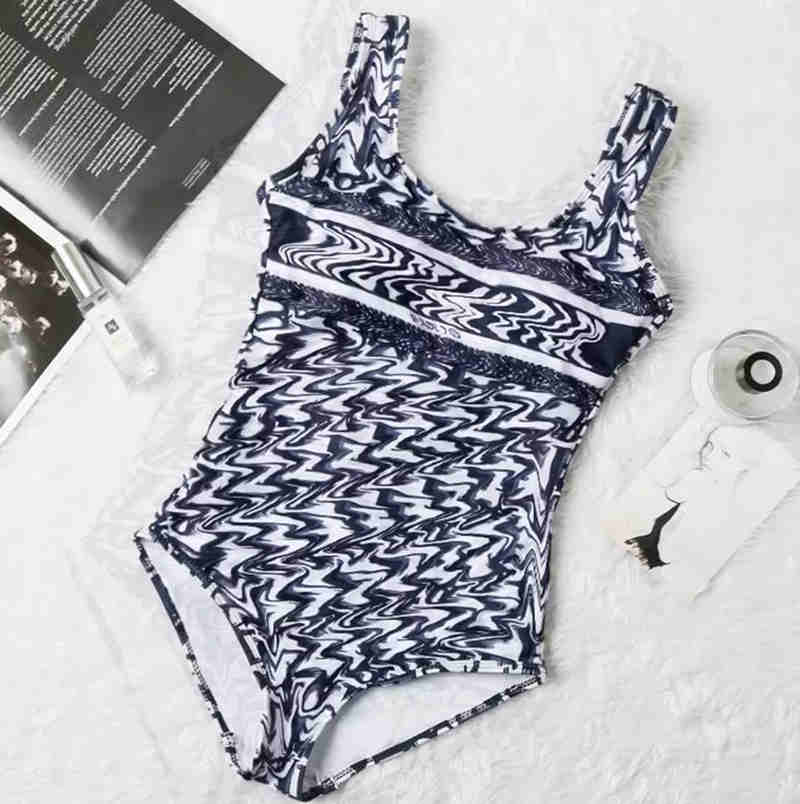 

2022 Womens Bikini Sexy Beach Bikinis Summer Split Swimsuit Fashion Letter Printed Strappy Siamese Split Style Swimwear One Piece, Dust bag