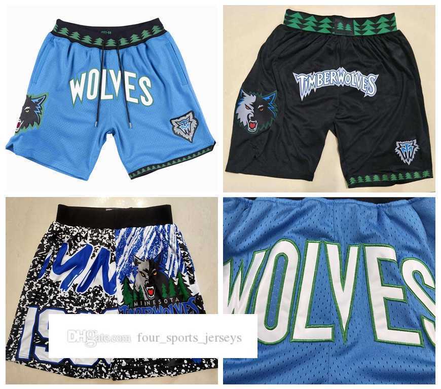 

Minnesota''Timberwolves''Men Basketball Shorts JUST DON Stitched Mitchell and Ness With Pocket Zipper Sweatpants Mesh Retro Sport PANTS