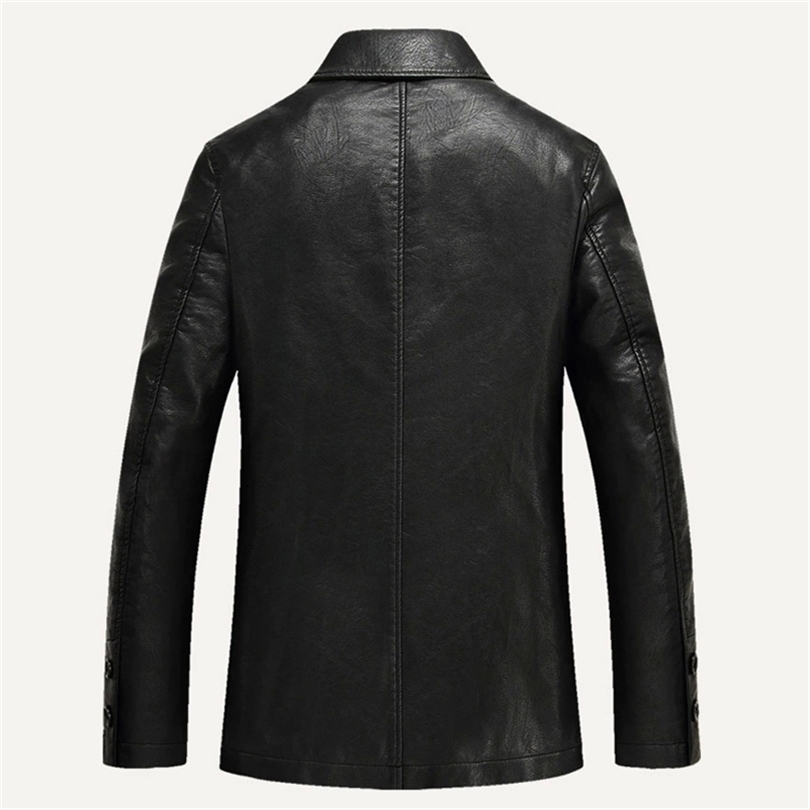 

Business Leather Jacket Men Thick Warm Liner Windbreaker Mens PU Leather Jacket Father's Gift Jaqueta Masculinas Plus Size M4XL L220816, Coffee