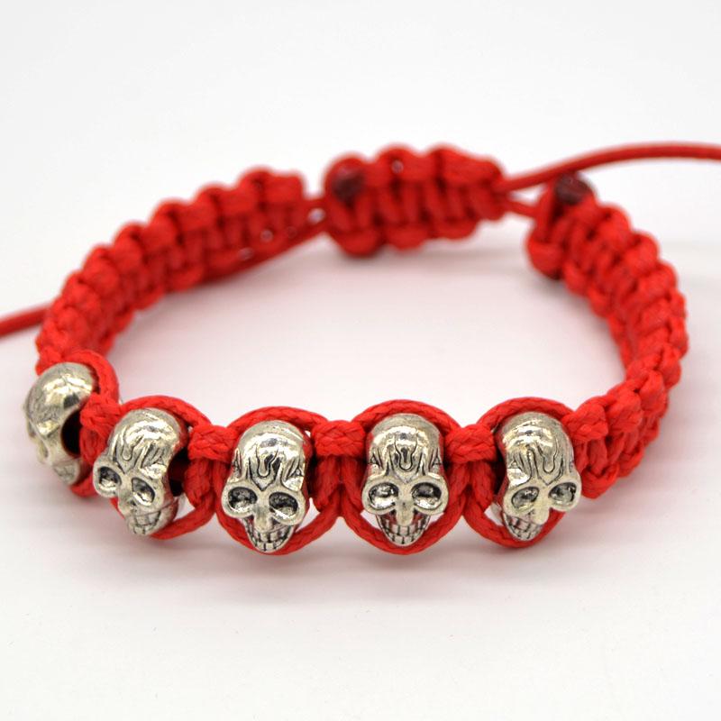 

Charm Bracelets Style Jewelry Rope Voven Bracelet Alloy Skull Hand Work Chain Lovers
