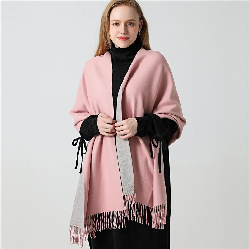 

Bandanas Winter Cashmere Scarf Women Thick Warm Shawls Wraps Lady Solid Scarves Fashion Tassels Pashmina Blanket Quality 2022