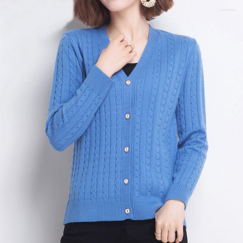 

Women' Knits & Tees Spring Autumn Cardigan Women 2022 Casual Korean Loose Long Sleeve Single Button V Neck Solid Color Knitted Sweaters Per, Green