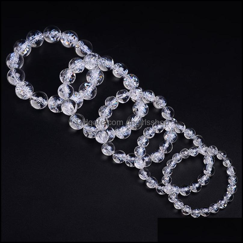 

Charm Bracelets Genuine Natural Himalaya Rock White Quartz Women Men Crystal Bracelet Himalayan Clear Round Beads 1 Dhgirlsshop Dhhnw