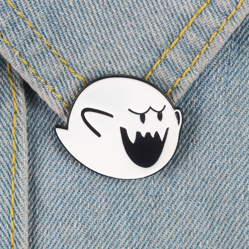 

Super Pins Boo Brooches Badges Hard enamel pins Backpack Bag Hat Leather Jackets Fashion Accessory Super White ghost Bros Gifts Factory, As picture