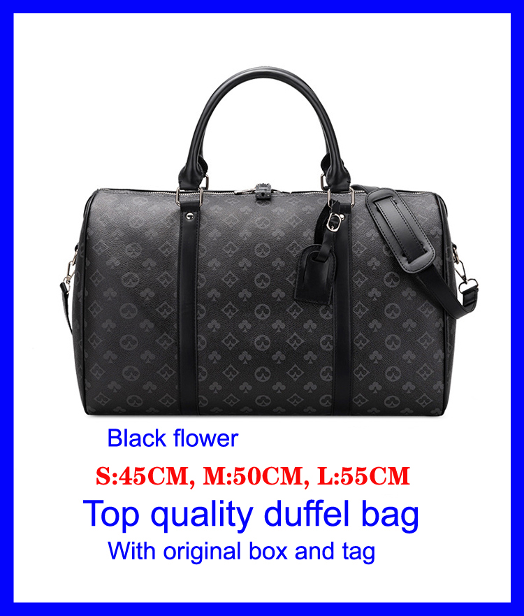 Luxury Duffel Bags for woman mens luggage 5A+ lovs black leather Duffle Fashion handbag Large capacity 50cm travel bag Classic Shoulder Crossbody-image-761947564