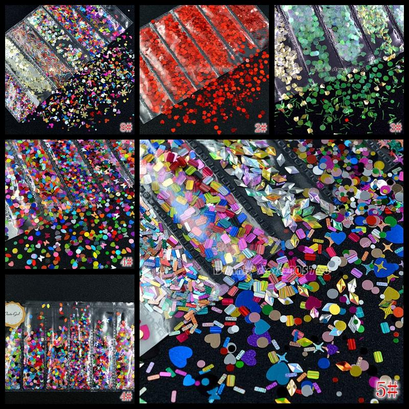 

Nail Art Decorations Pack Mix Shapes Colors Glitter Various Geometric Butterfly Strips Holographic Sequins Slice Stickers DecorationsNail