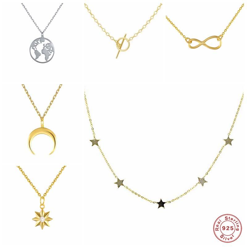 

Other Aide 925 Sterling Silver Trendy Pendants Necklaces Travel Jewelry Moon Star Geometric Charm Choker Necklace JewelryOther OtherOther