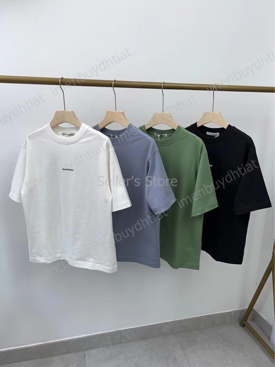2022 Nordic Luxury Brand Ac Studios Summer Short Sleeve t Shirt Round Neck Small Letters Solid Color Classic Loose Men and Women Couple