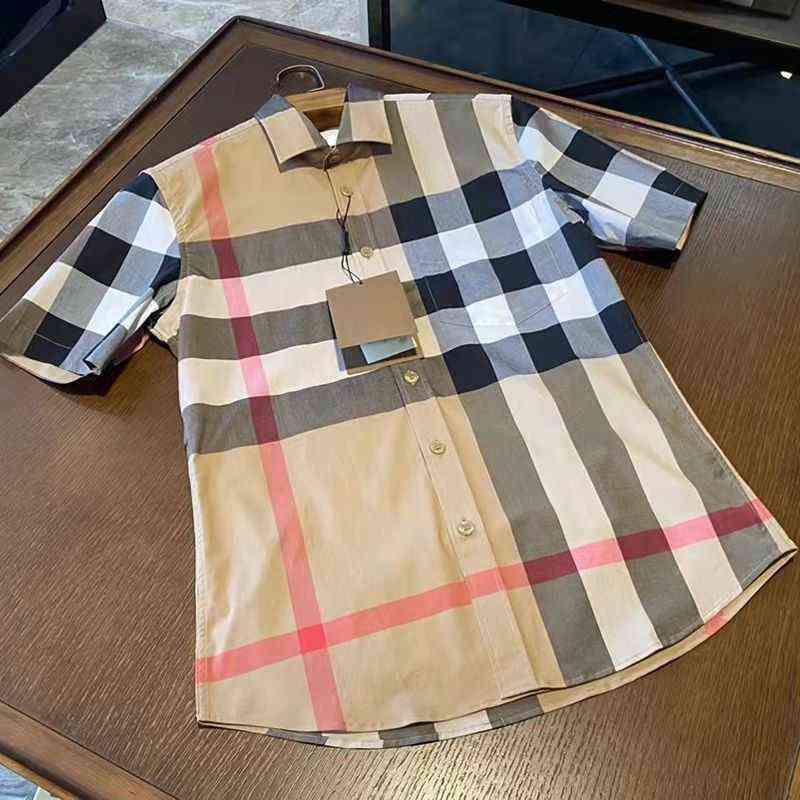 

Burbrerys Men' Jackets Coats British Style Mens Business Casual b Incoming Classic Plaid Short Sleeve Shirt Cotton Elastic Fabric Slim, Khaki