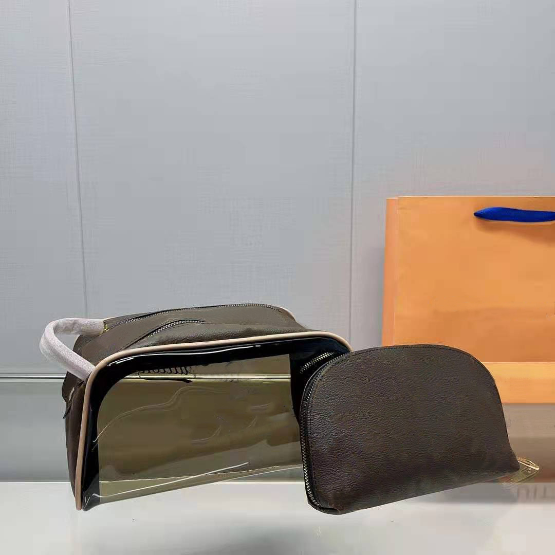 

Luxury Makeup Bags Designer Toiletry Pouch Jelly Cosmetic Women purse Designers Cases Fashion Make Up Bag Travel-Bags Clutch Handbags Transparent Purses 2pcs/set, Clear