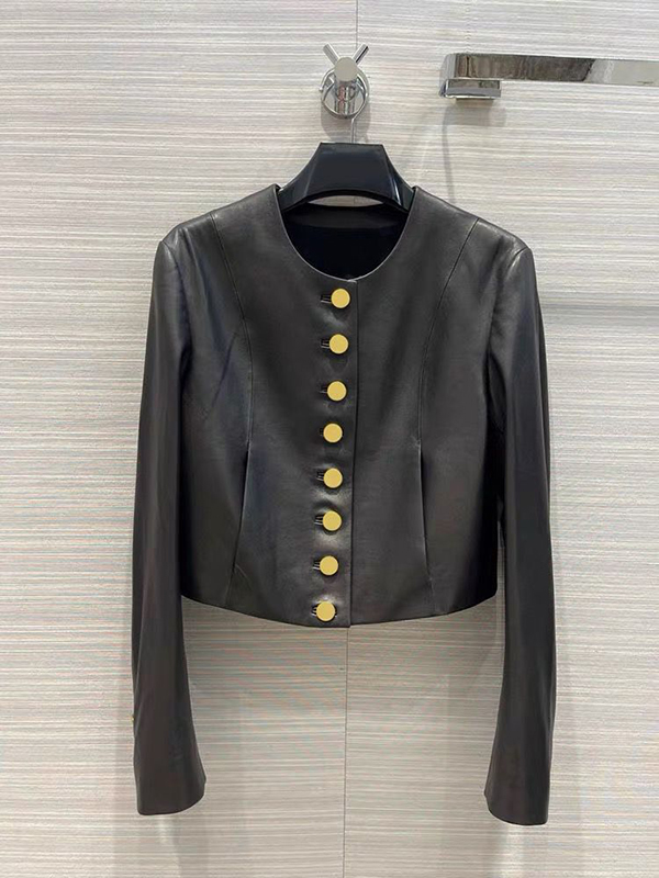 

2022 High Quality Woman Coats Real Leather Jacket Fashion Sheepskin Leather Coat Female Motorcycle Jackets Single Breasted Sheep Skin biker Cel, Black