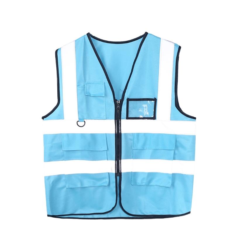 

Motorcycle Apparel Hi-Vis Safety Vest With Zipper Reflective Jacket Security Waistcoat 5 Pockets Drop