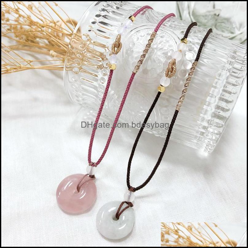 

Pendant Necklaces Pendants Jewelry Adjustable Rope Female Jade Necklace Safety Buckle Emerald Neck Red R Dhnkj