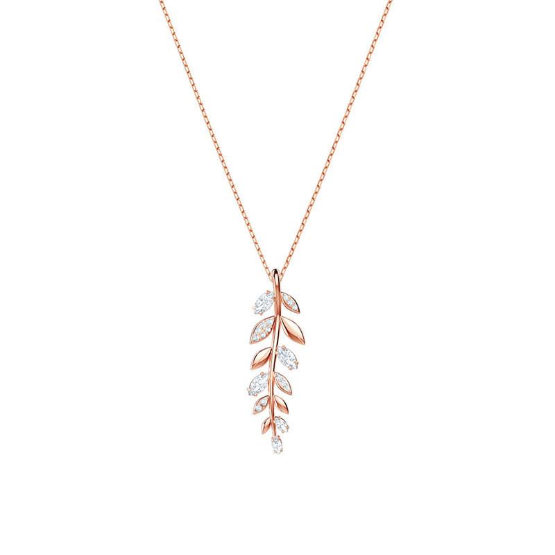 

Pendant Necklaces Fashion MAYFLY Leaf Necklace Crystals From Austria Rose Gold Silver Color Jewelry For Women Birthday PartyPendant