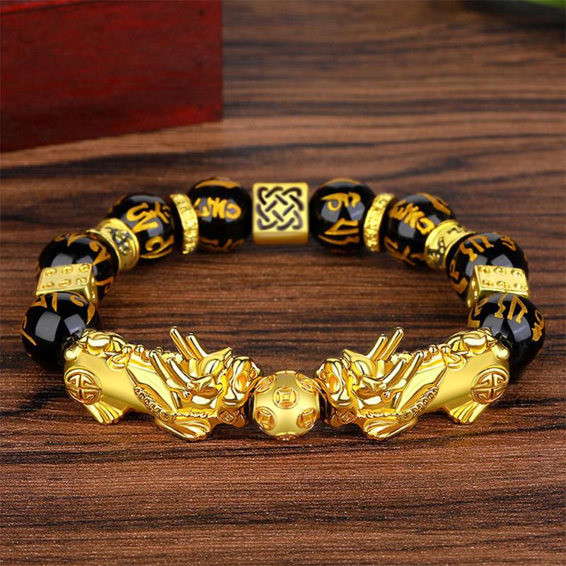 

Link Chain Pixiu Imitation White Jade Barrel Beads Good Luck Bracelet Pi Yao Men Women Wristband Elastic Religious BraceletLink