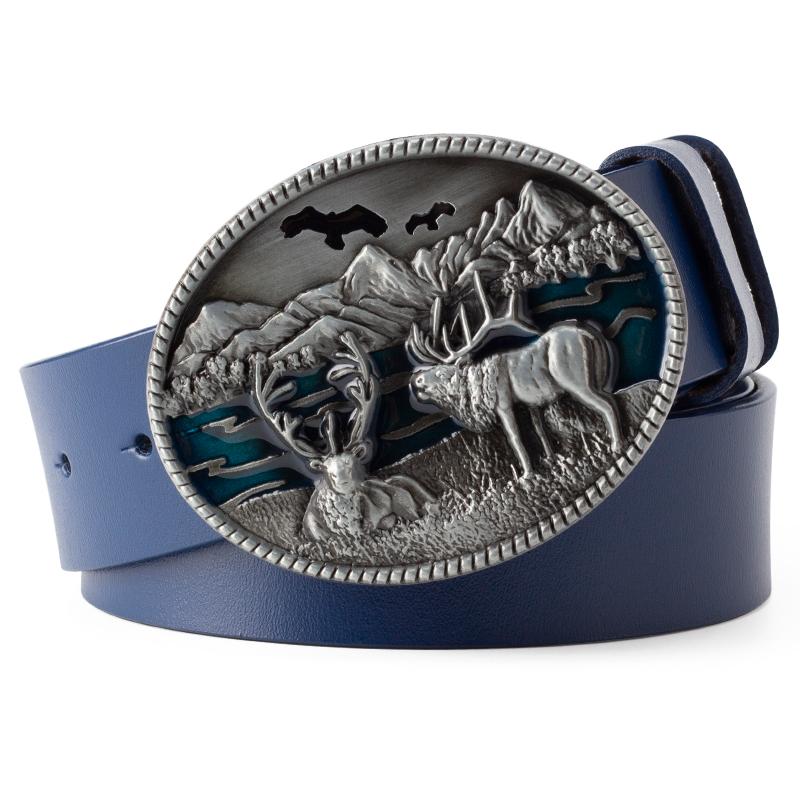 

Belts Deer Color Buckle Decorative Male Leisure Leather Men Belt, Orange