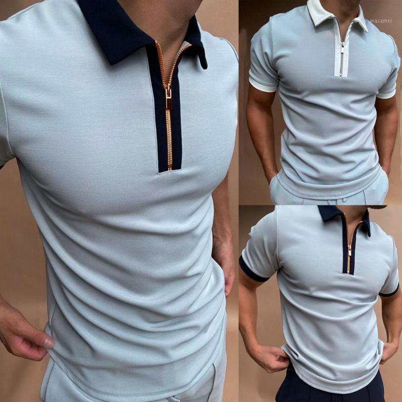 

Men's Casual Shirts High Quality Men Short Sleeve Shirt Color Matching Sleeves Lightweight Summer Zipper Male Tops For Work, Light grey