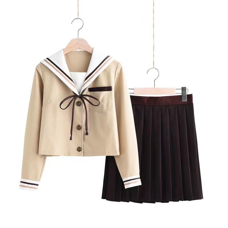 

Clothing Sets Japanese School Uniforms Anime COS Sailor Suit JK College Middle Uniform For Girls Students Light Yellow CostumeClothing, Short sleeve tops