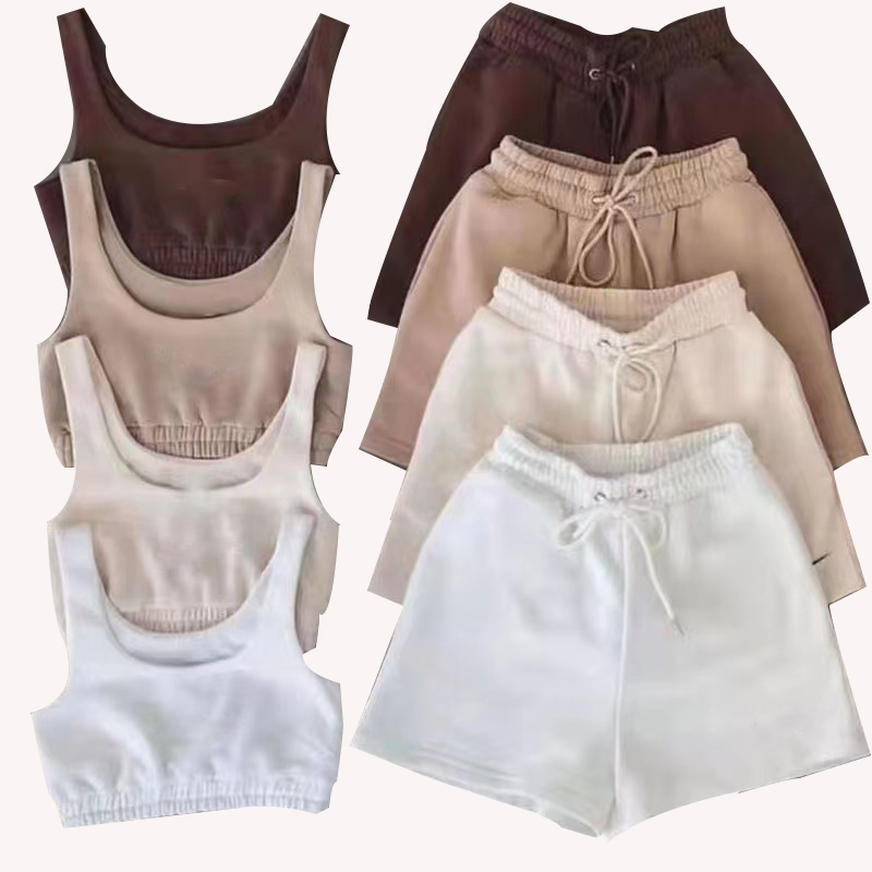 

Women's Tracksuits Two piece women sets biker shorts Tank tops Fashion European and American lady Sexy fashion sports leisure running Size S-2XL