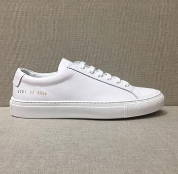 

New Common Projects By Women White Pink Achilles Low Top Shoes Women Sneakers Genuine Leather Casual Shoes Flats Chaussure Femme Homme