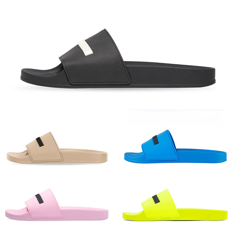 

Summer Men Women Designer Slippers Slides Sandals fashion Black Fluo Green White Cool Grey Beige Blue Pink Yellow Mens Rubber Slipper Slide Sandal Shoe, Color#9