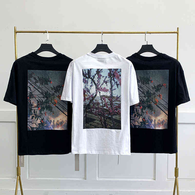 Fashion Essentials Designer Couples t shirts Feel Fog Double Thread Floral Print Short Sleeve Women's American Street T-shirt Men's Bra