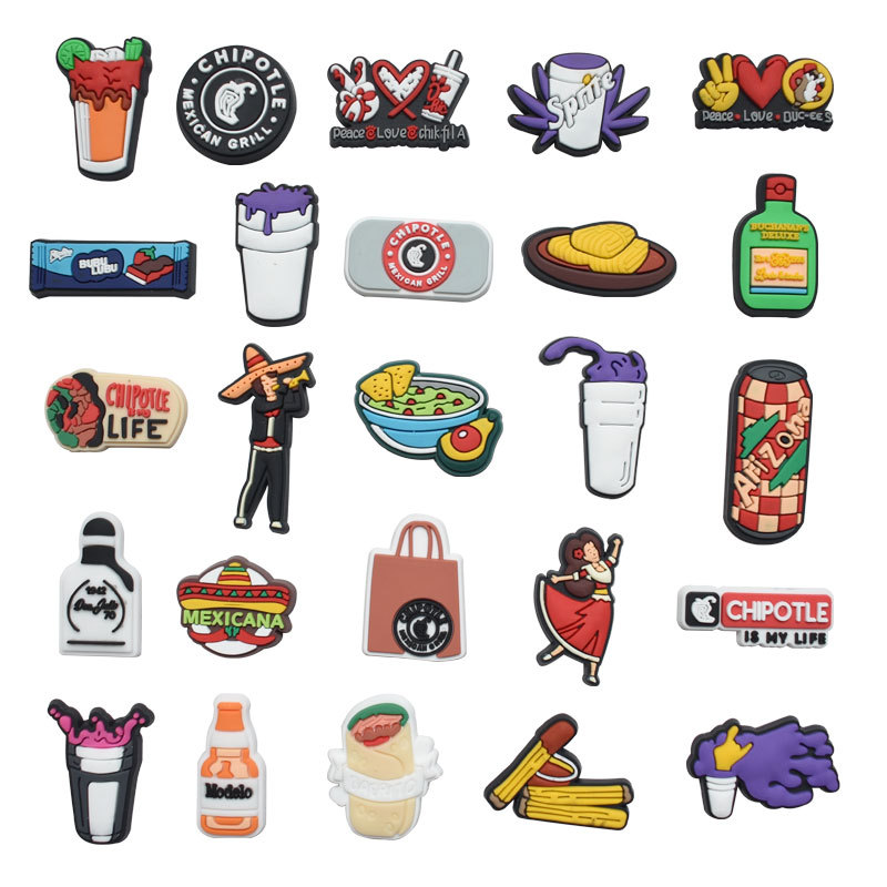 

Mexican Theme Food Croc Shoe Charms Clog Pins Buttons Accessories Buckle